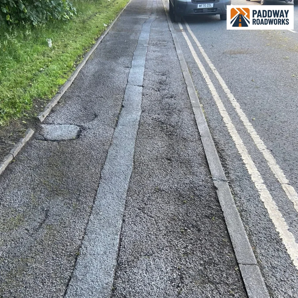 Pathway part way through slurry sealing treatment